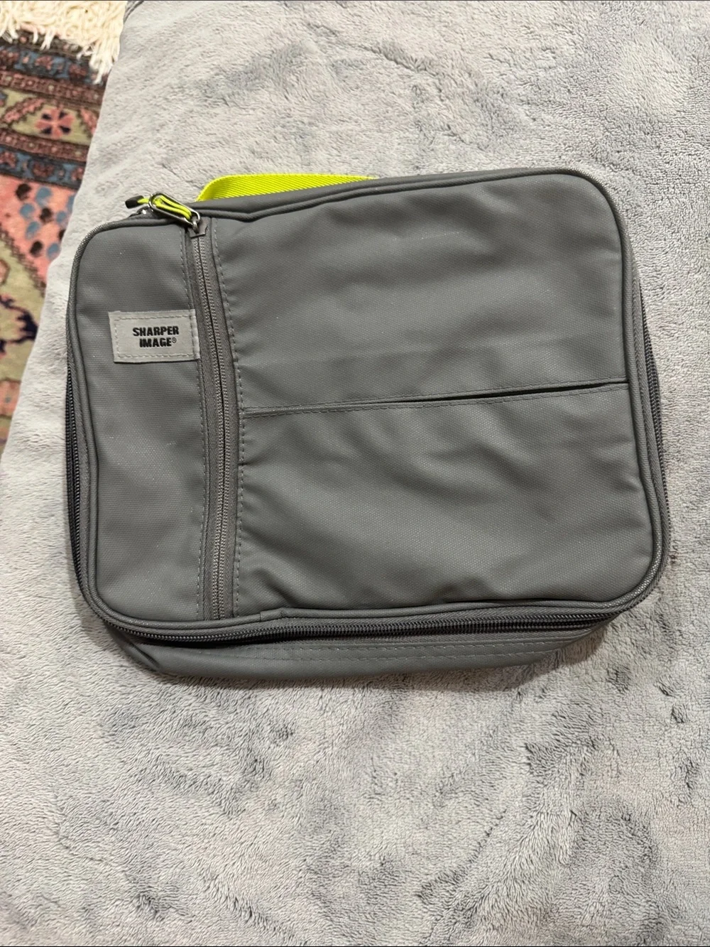 Sharper Image Portable Electronics Organizer Case in Gray with Lime Green Accent